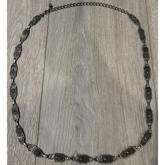 Women’s Silver-tone Adjustable Chain Belt Boho Statement Design Made In Korea - Picture 1 of 4